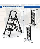 Slickblue 2 in 1 Hand Truck and Ladder Combo with Rubber Wheels and Handle