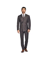 Gino Vitale Men's 2-Piece Double Breasted Checked Plaid Slim Fit Suit