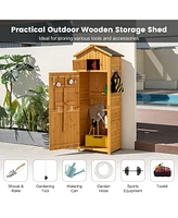 Slickblue 71 Inch Tall Garden Tool Storage Cabinet with Lockable Doors and Foldable Table-Natural