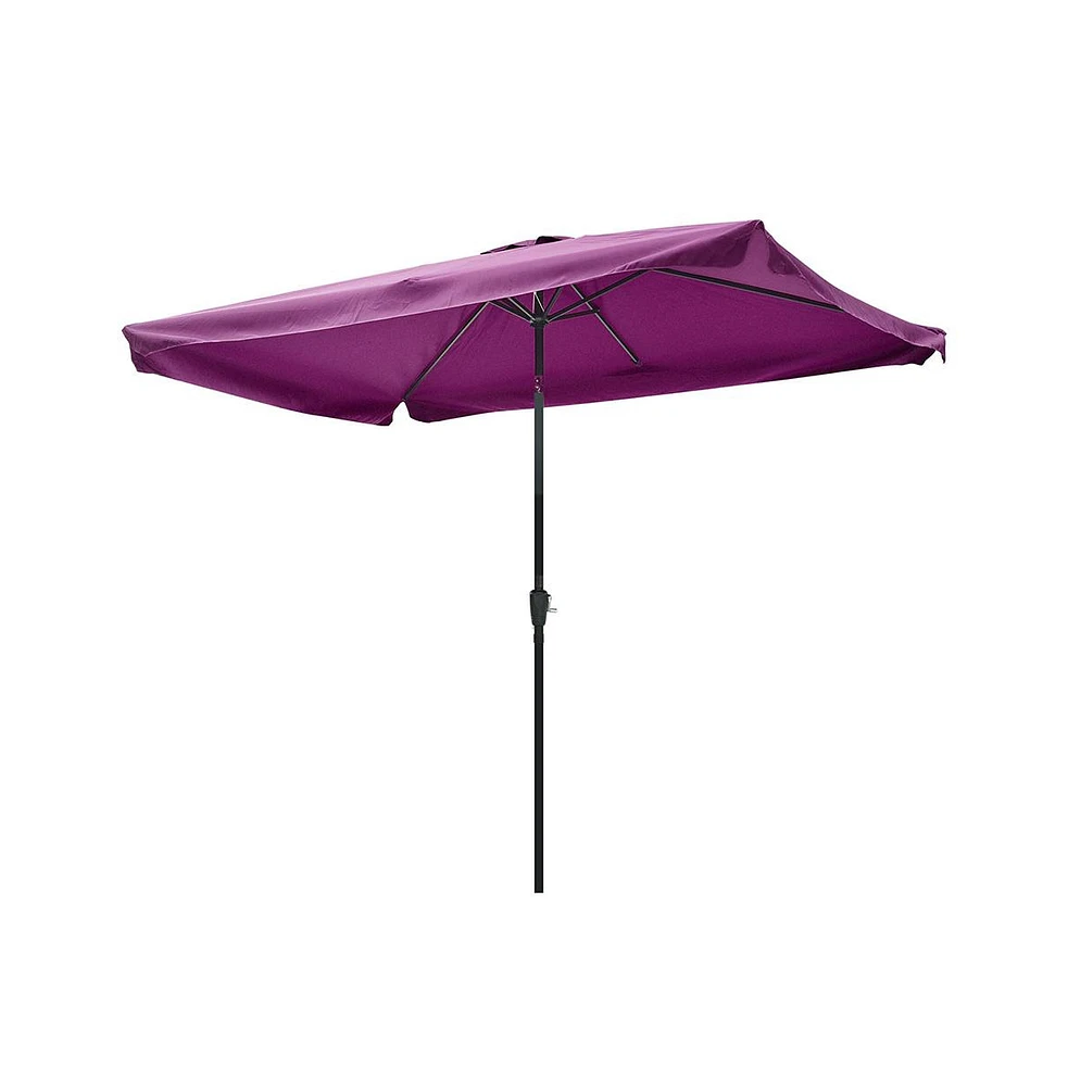 Yescom Metal Patio Umbrella 6 Ribs Market Table Umbrella Tilt Crank Rectangular Sun Shade Cover