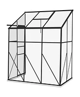 Outsunny 8' x 4' Polycarbonate Lean-to Greenhouse, Black