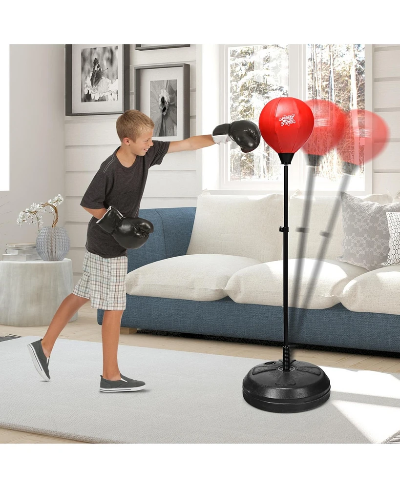 Slickblue Adjustable Height Punching Bag with Stand Plus Boxing Gloves for Both Adults and Kids