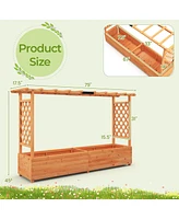 Slickblue Raised Garden Bed with Side Trellis Hanging Roof and Planter Box