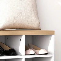 Modern White Coat Rack & Shoe Bench Set