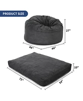 Caromio Convertible Giant Bean Bag Chair Bed Floor Mattress Large Sofa Couch, High-Density Foam Filled