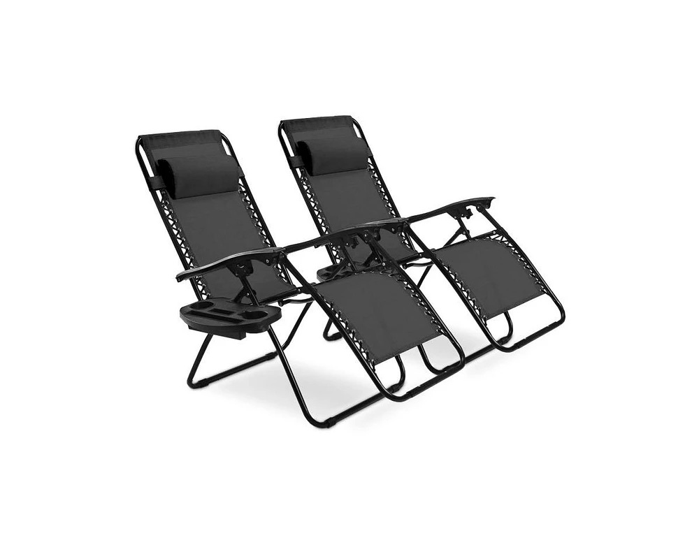 Slickblue 2 Pieces Folding Lounge Chair with Zero Gravity