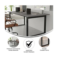 Emma+Oliver Remy 72X36 Dining Or Gaming Table With Double Sided Laminate Top And Heavy Duty U-Frame Steel Base