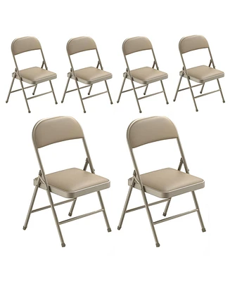 Sugift Outdoor/Indoor Vinyl Padded Folding Dining Chair (Set of 6)