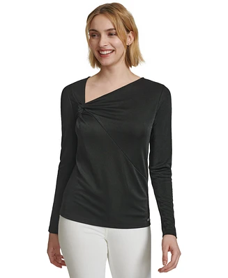 Calvin Klein Women's Asymmetrical-Neck Long-Sleeve Top