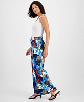 I.n.c. International Concepts Women's Floral-Print Wide-Leg Smocked-Waist Pants, Created for Macy's