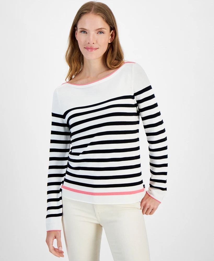 Nautica Jeans Women's Striped Long-Sleeve Sweater