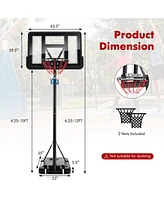Slickblue 4.25-10 Feet Adjustable Basketball Hoop System with 44 Inch Backboard-a