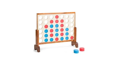 Slickblue Wooden 4 in a Row Game Toy For Adults Kids with Carrying bag