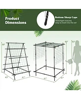 Slickblue A-Frame Garden Cucumber Trellis with Netting for Climbing Plants Outdoor-Black