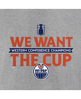 Fanatics Men's Steel Edmonton Oilers 2024 Western Conference Champions We Want the Cup T-Shirt