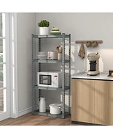 Slickblue 4-Tier Metal Shelving Unit with Anti-slip Foot Pad and Anti-tipping Device