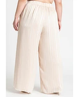 Eloquii Women's Metallic Stripe Wide Leg Pant