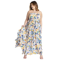 Eloquii Plus Halter Neck Ruffle Maxi Dress