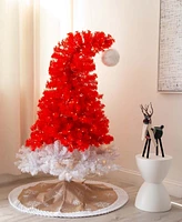 Nearly Natural 5ft. Pre-Lit Artificial Holiday Red Santa's Hat Christmas Tree with 300 Led Lights and 720 Tips