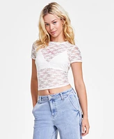 Ultra Flirt Juniors' Graphic Lace Tee