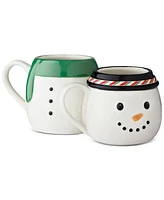 Holiday Lane Snowman Set of 2 Stackable Mugs