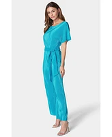 Bebe Women's Plisse Culotte Jumpsuit,Blue,XXSmall