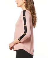 Melissa Paige Women's Button-Sleeve Crew Neck Sweater