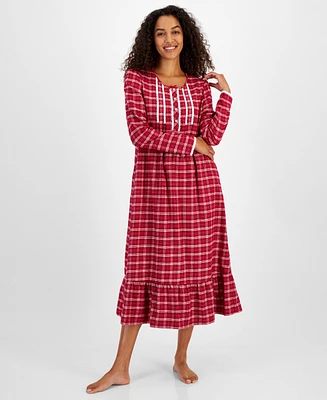 Charter Club Women's Long-Sleeve Plaid Flannel Robe, Created for Macy's