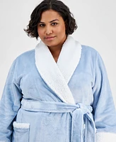 Charter Club Plus Long Plush Fleece-Trim Robe, Created for Macy's