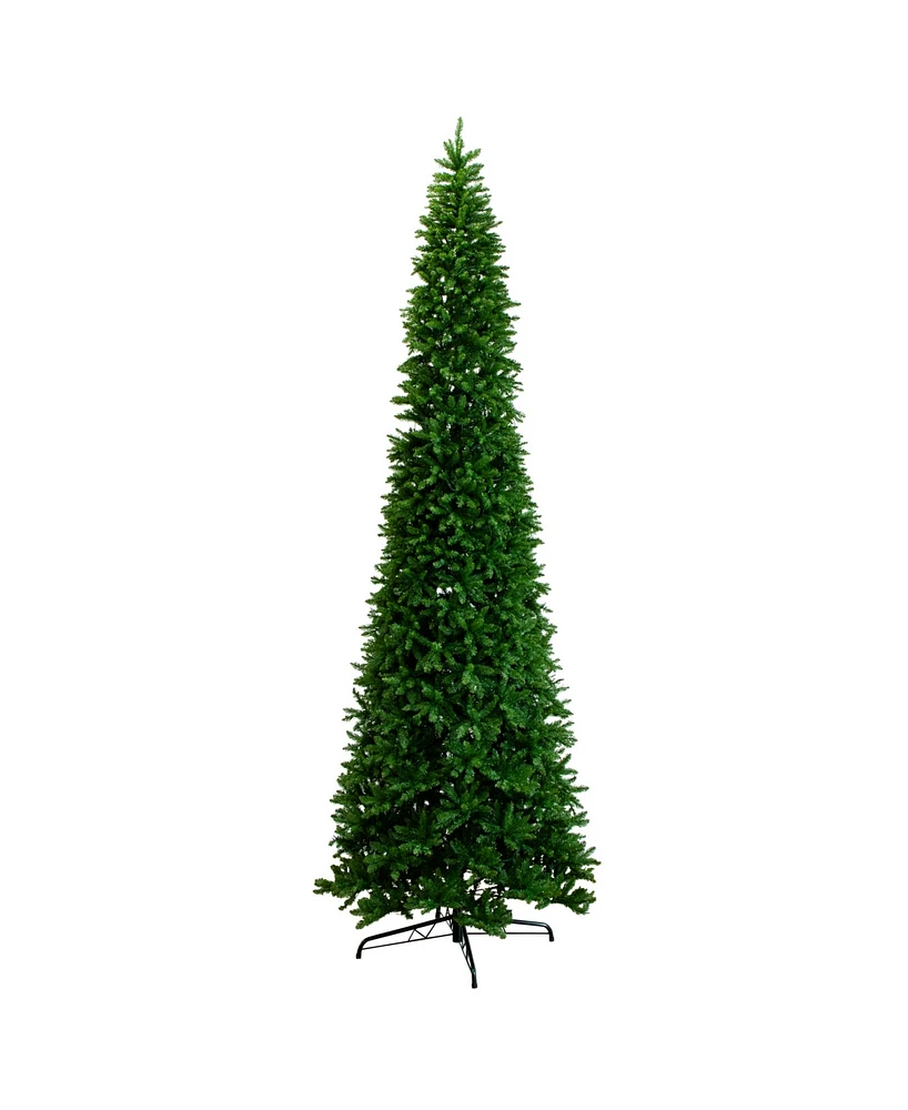 Nearly Natural 15ft. Artificial Slim Green Mountain Pine Christmas Tree with 1900 Warm White Led Lights and 5460 Branches