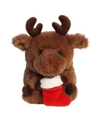 Aurora Mini Markus Moose Rolly Pet Festive Plush Toy Brown 5"