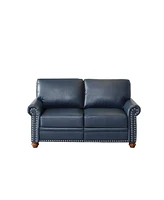 Simplie Fun Living Room Sofa Loveseat Chair Navy Blue Faux Leather