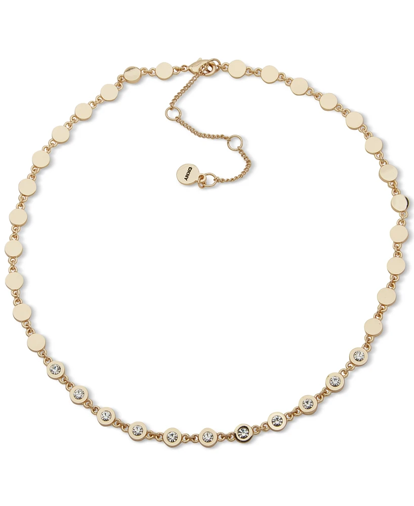 Dkny Gold-Tone Crystal Disc Collar Necklace, 16" + 3" extender