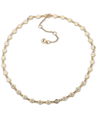 Dkny Gold-Tone Crystal Disc Collar Necklace, 16" + 3" extender