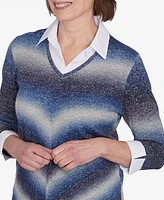 Alfred Dunner Classic Chevron Ombre Woven Sweater