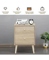 Inolait 2-Drawer Nightstand Beside End Side Table with Rubber Legs