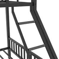 Twin Xl Over Queen Metal Bunk Bed with Ladder and Slats Support for Adults Teens, Black