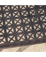 Elegant Cast Aluminum Patio Side Table with Grillwork Top