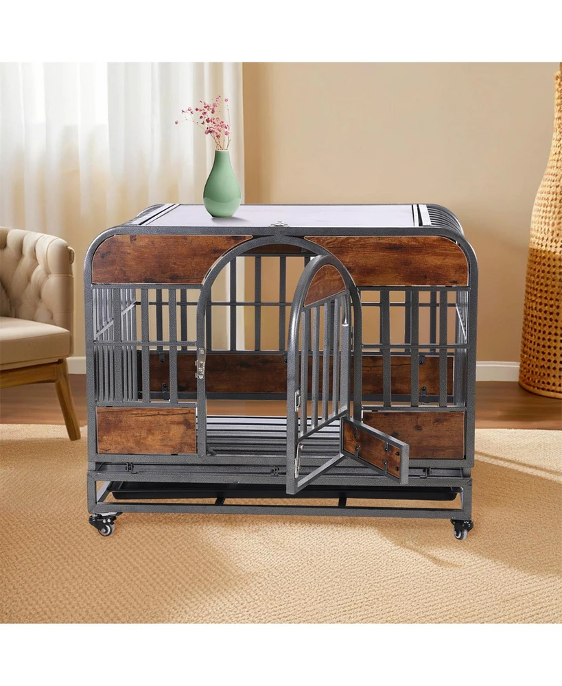 Streamdale Furniture Unbreakable Dog Crate Pre-Assembled, Easy-to-Clean, Safe & Sturdy with Cozy Mat