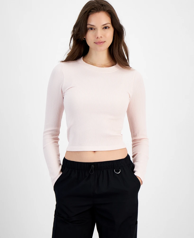 Hippie Rose Juniors' Seamless Ribbed Long Sleeve Top