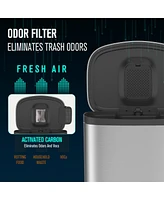 13 Gallon Stainless Steel Kitchen Trash Can With Foot Pedal Operated Soft Close Feature
