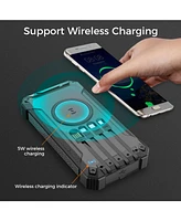 Alpha Digital 20,000mAh Power Bank- Convenient 4 Built-in Cables & Wireless Charging