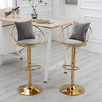 Velvet Bar Chair, Pure Gold Plated, Unique Design, 360 Degree Height