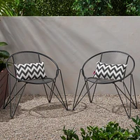 Modern Mesh Club Chair Set with Hairpin Legs