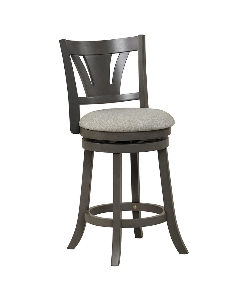 Slickblue Swivel Bar Stool with Backrest Soft Cushioned Seat and Footrest Grey
