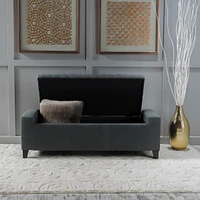 Stylish Dark Grey Storage Ottoman with Tufted Top