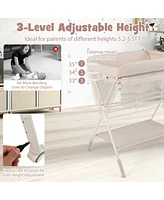 Slickblue Portable Baby Changing Table with 3-Level Adjustable Height-Beige