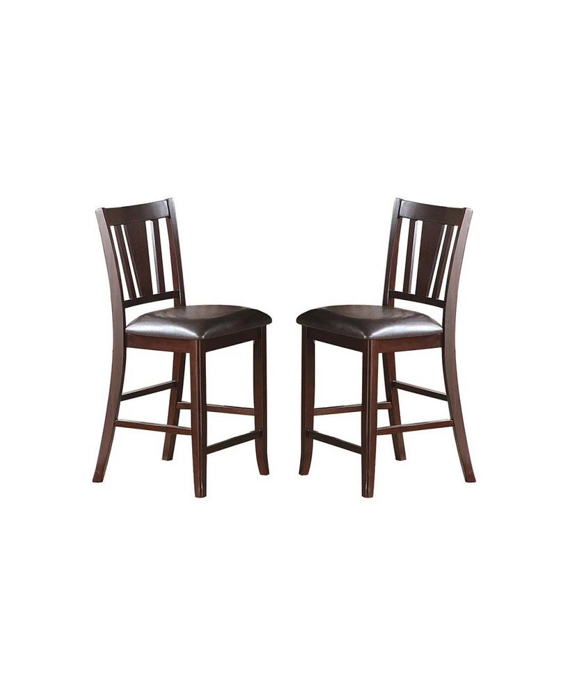 Simplie Fun Darrell Upholstered Counter Height Chairs In Dark Brown Finish, Set Of 2