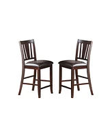 Simplie Fun Darrell Upholstered Counter Height Chairs In Dark Brown Finish, Set Of 2