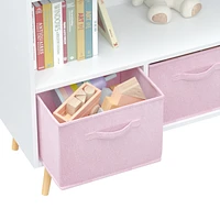 Kids Bookcase with Collapsible Drawers, Toy Storage Organizer